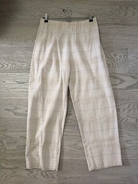 Zara Beige Plaid Ankle Pants